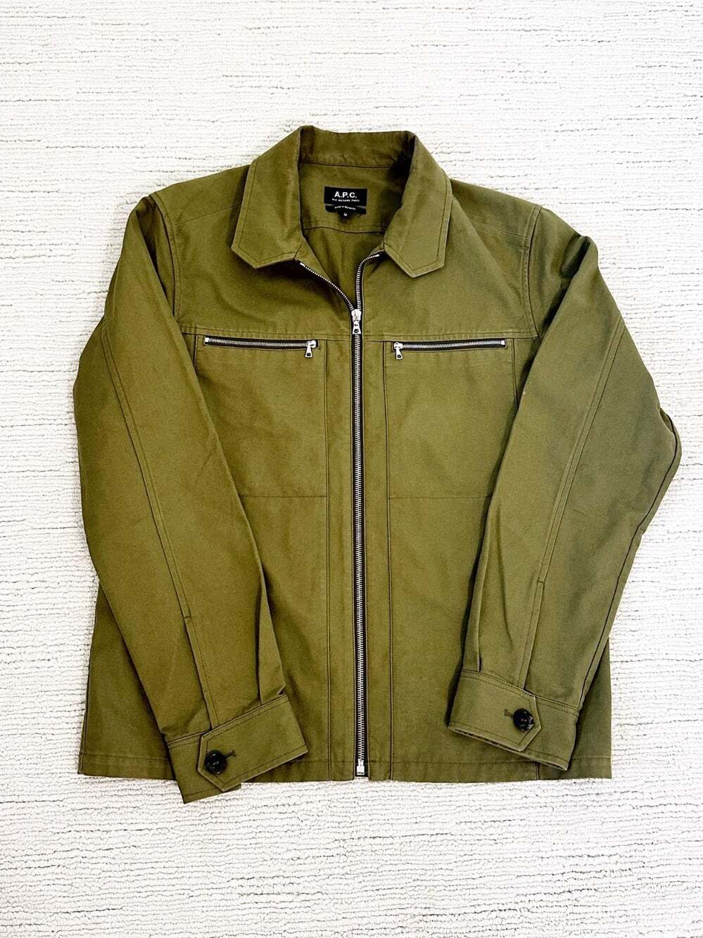 A.P.C. Military Men’s Sz M Khaki Green Field Jacket French Minimalism Streetwear